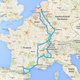 Not the actual route as we mostly took B roads, but the stops I made are all included. The dots in Belgium and near Luxembourg are there to guide Google Maps into the right direction.